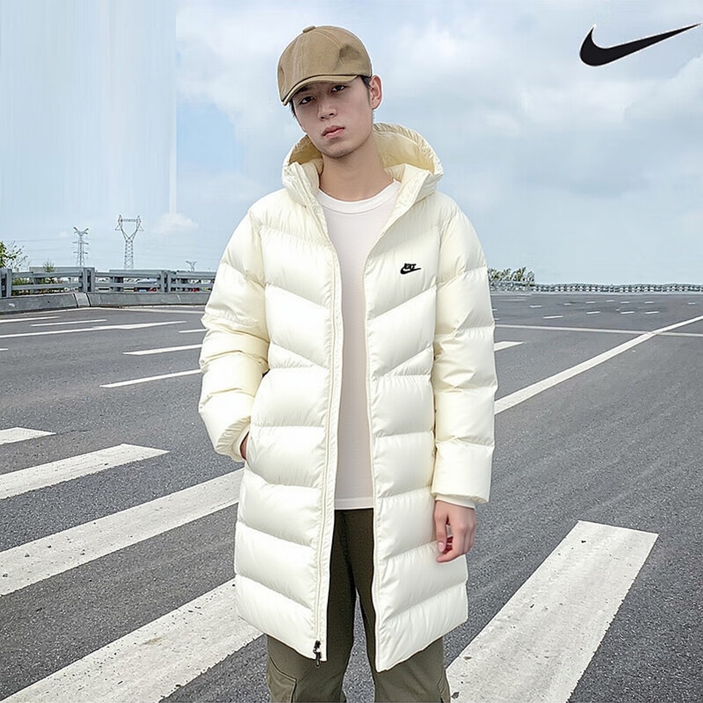 Nike耐克正品中长款羽绒服2026年新款外套男士厚款运动装防水上衣