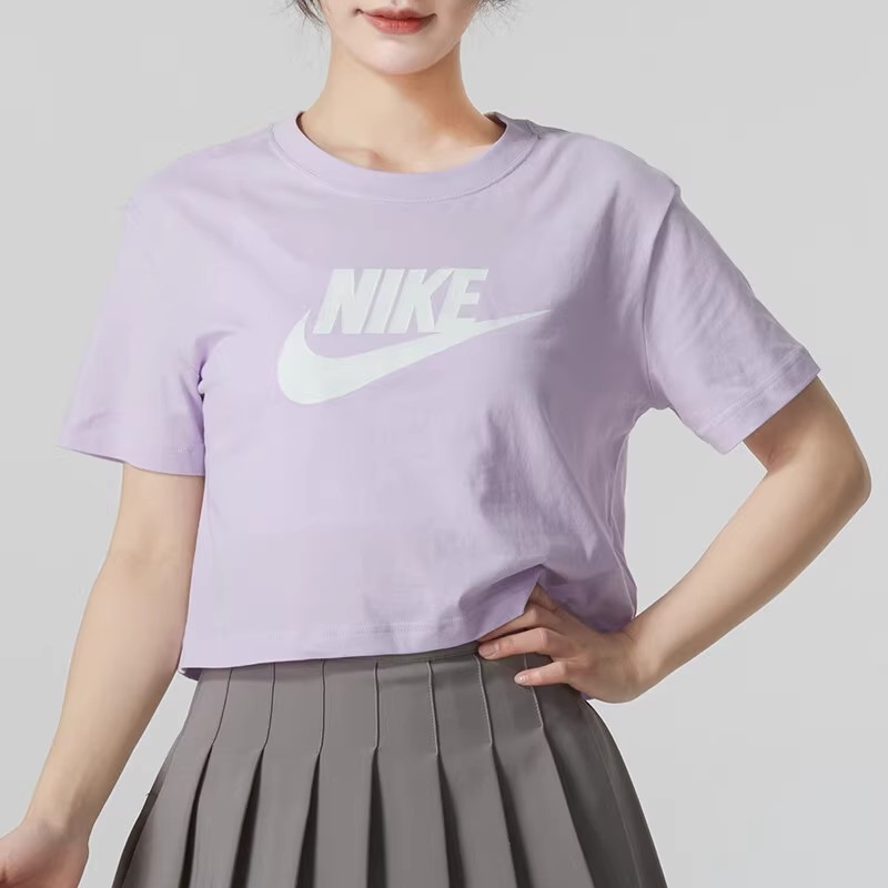 耐克短袖女装2025夏季新款运动服时尚印花圆领透气休闲短款T恤衫