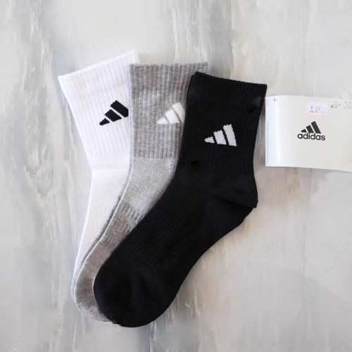 阿迪达斯跑步运动休闲袜中筒袜