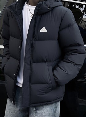 阿迪达斯羽绒服男士2026年新款运动服保暖连帽上衣夹克外套KF6754