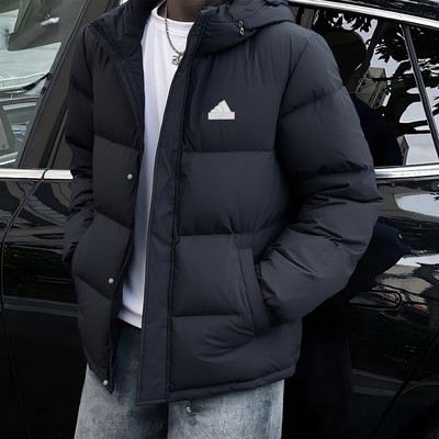 阿迪达斯男士新款保暖连帽羽绒服