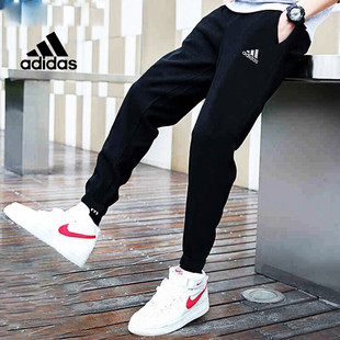 纯棉束脚卫裤 阿迪达斯男裤 冬季 休闲跑步训练透气运动裤 HA4347 长裤