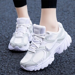 Nike耐克白色网面透气跑步鞋女鞋轻便软底减震运动鞋厚底休闲鞋
