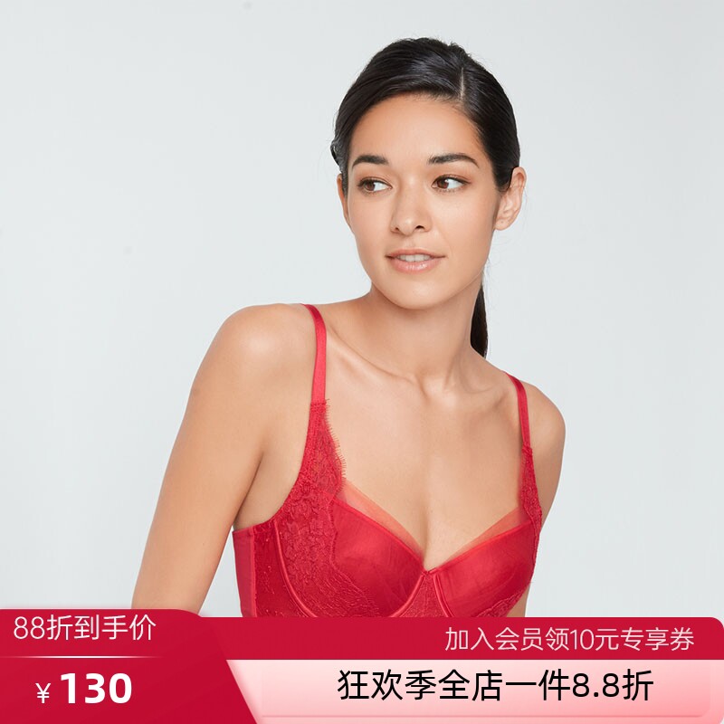 3折特价爱慕内衣正品女软钢圈大胸显小无纺布薄透气文胸AM127611