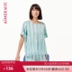 爱慕NYC家居服女特伊亚短袖 条纹女士AN450591 上衣睡衣短袖