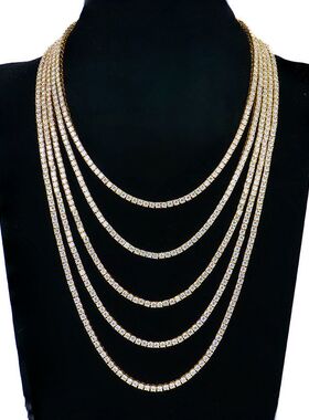 【新款】3mm莫桑石网球项链女款网球链简约高级感首饰项饰品女