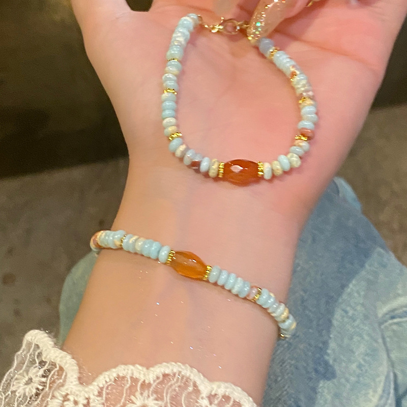 新中式国风红玛瑙手链女款寿山石手串珠手链轻奢小众精致手绳