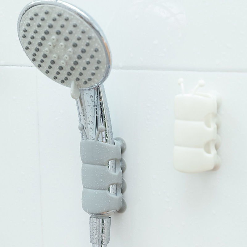 毛毛虫免打孔花洒支架淋浴器喷头调节架浴室硅胶花洒吸盘