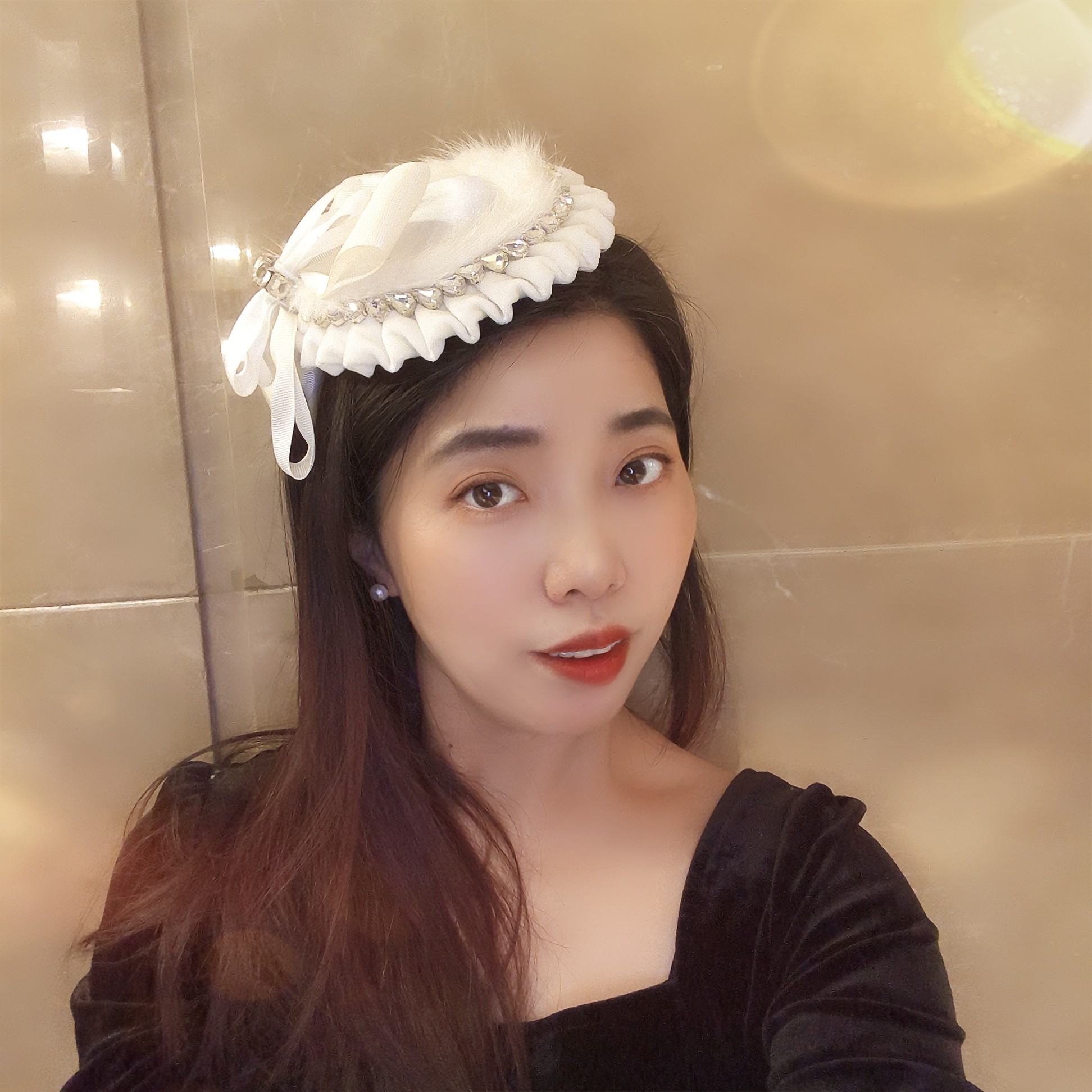法式蝴蝶结发箍女镶钻水晶婚礼派对百搭时尚发带