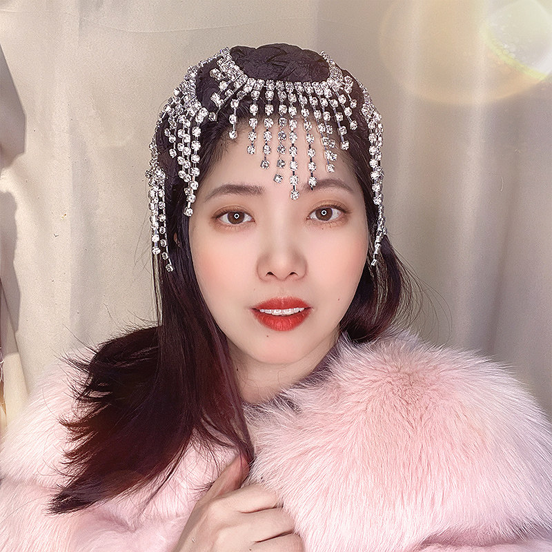 法式高级感镶钻水晶流苏发箍