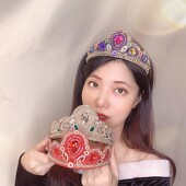 宫廷风红色水滴皇冠发箍女复古镶钻发饰跳舞水晶发卡宽版 王冠头饰