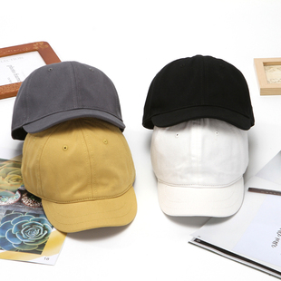 短檐休闲纯色鸭舌帽男女复古百搭美式 小檐帽街头嘻哈日系潮棒球帽