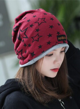 秋冬保暖围脖加厚双层时尚堆堆脖套男女护颈围巾套头加绒包头帽