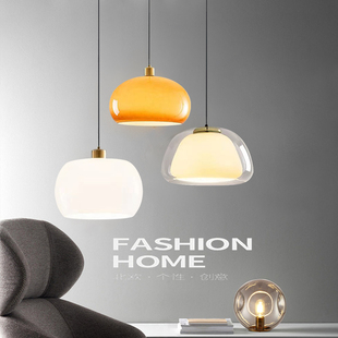 北欧餐厅吊灯极简小众设计餐桌饭厅吧台灯家用简约复古轻奢阳台灯
