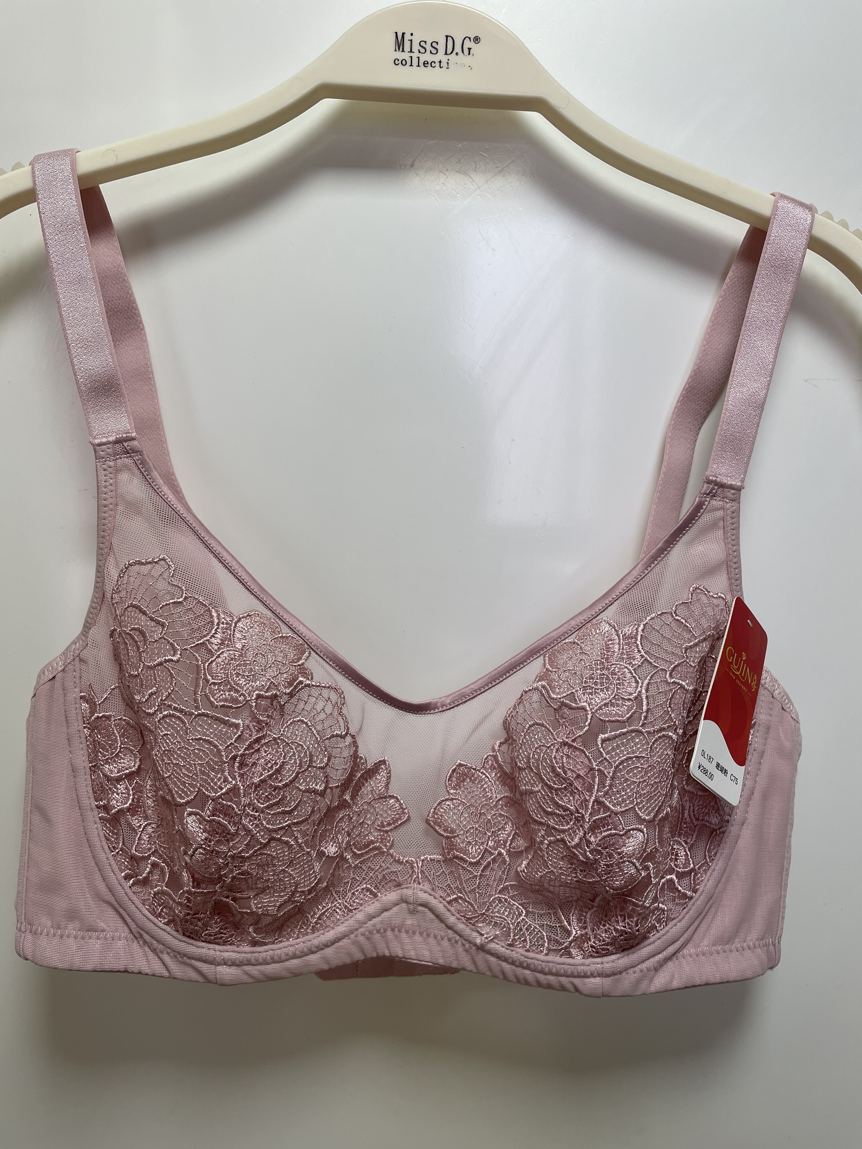 古今内衣75C超薄水晶杯软钢圈精美刺绣性感