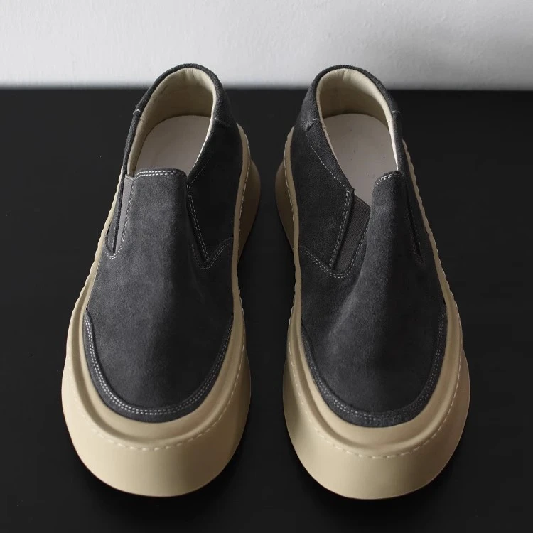 帕达索轻便舒适厚底男鞋春季一脚蹬乐福鞋男翻毛皮休闲板鞋250302