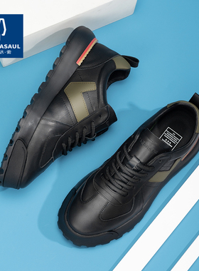 帕达索男鞋2025新款真皮休闲鞋男潮流百搭头层牛皮软底鞋240307