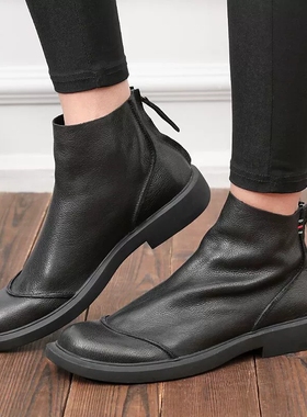 帕达索冬季加绒保暖马丁靴男英伦短靴复古休闲真皮切尔西靴90922