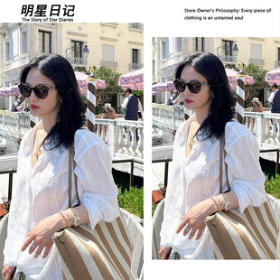 宋慧乔明星同款moia法式长袖防晒衬衫女夏季小个子薄款设计感上衣