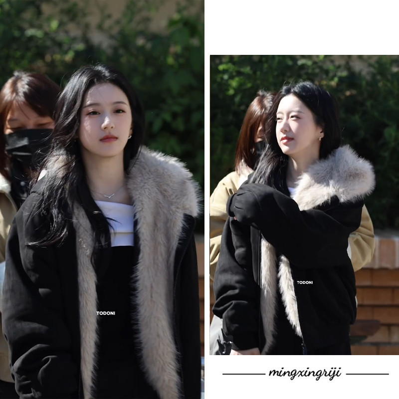 包上恩同款毛领夹棉座山雕外套