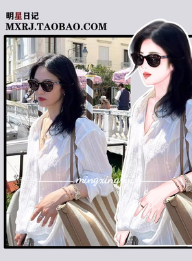 宋慧乔明星同款moia法式长袖防晒衬衫女夏季小个子薄款设计感上衣