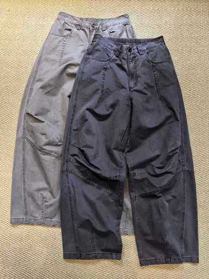 Great Value for Money! Heavy-Duty Wash! Wide-Leg Pants with Elastic Waist, Vintage Workwear Pants with Pockets