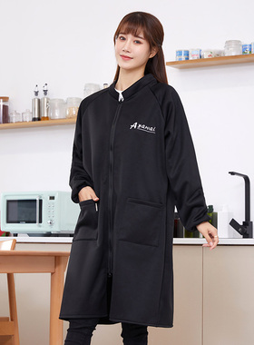 围裙包邮厨房防水罩衣成人长袖男女家用工作服防污防油加绒全身护