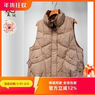 ART艺域女装正品专柜冬设计感宽松格子羽绒服背心马甲N4Y108