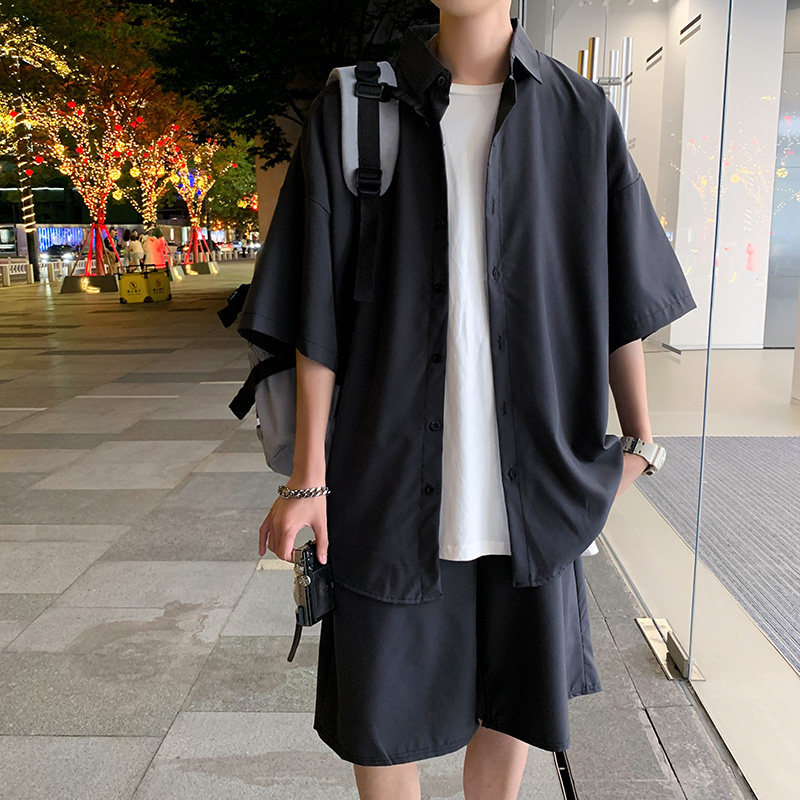 2021套装情侣免烫短袖男士宽松夏季休闲衬衫B318-Z26-P55,男装休闲套装,星座617A-3（原B318）