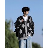 美式秋冬V领开衫慵懒风复古情侣宽松针织衫B33-P68，男装针织衫/毛衣，星座617A-3（原B318）