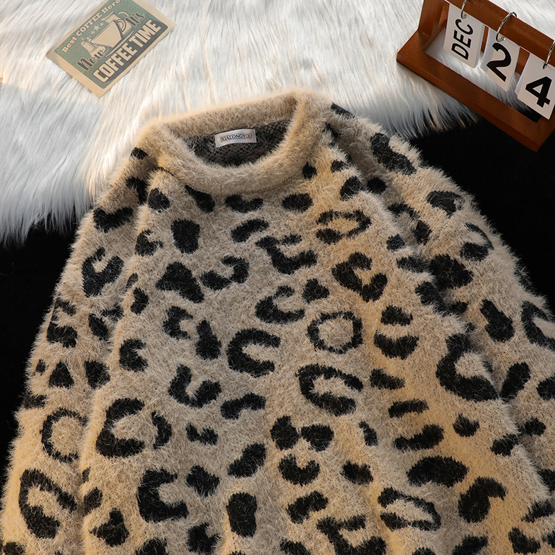 豹纹貂绒毛衣B13-P50,男装针织衫/毛衣,星座617A-3（原B318）
