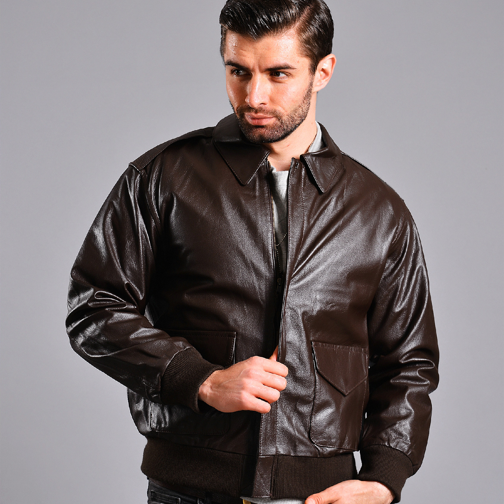 进口全新美国原产cooper空军a2飞行夹克复古真皮单皮衣山羊皮a-2