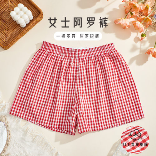 纯棉女士阿罗裤居家户外一裤两穿沙滩宽松舒适印花休闲四角内裤