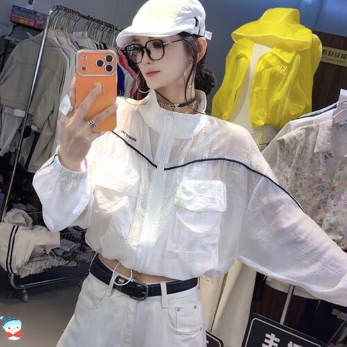 韩版小众立领薄款防晒衣短外套女