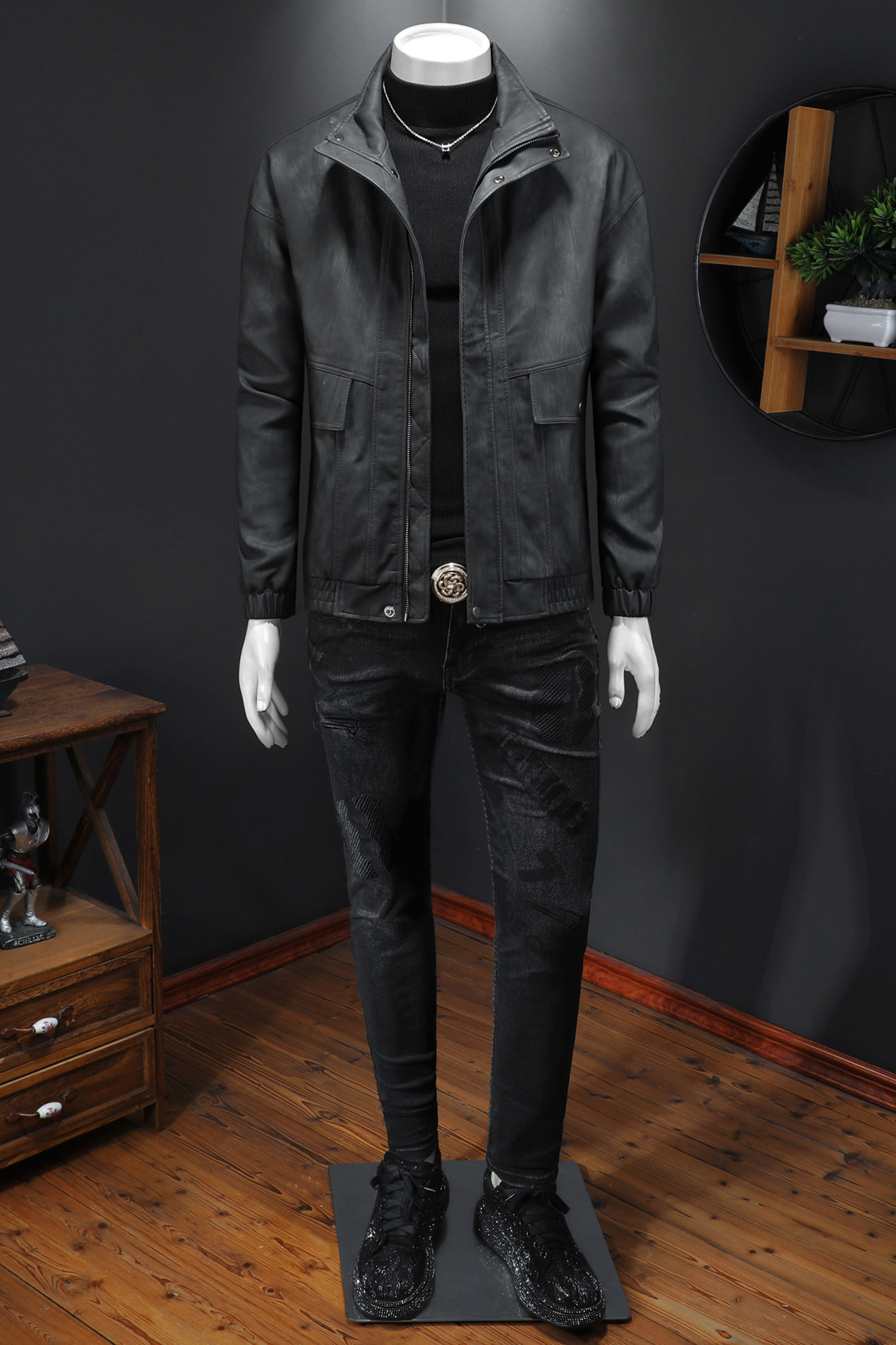 2026新款男皮衣秋冬机车服外套QT212-货号9015-P160假模图,男装皮衣,钱塘2010-1