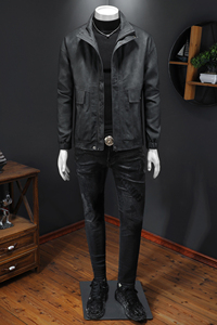 2026新款男皮衣秋冬机车服外套 QT212-货号9015-P160 假模图图片