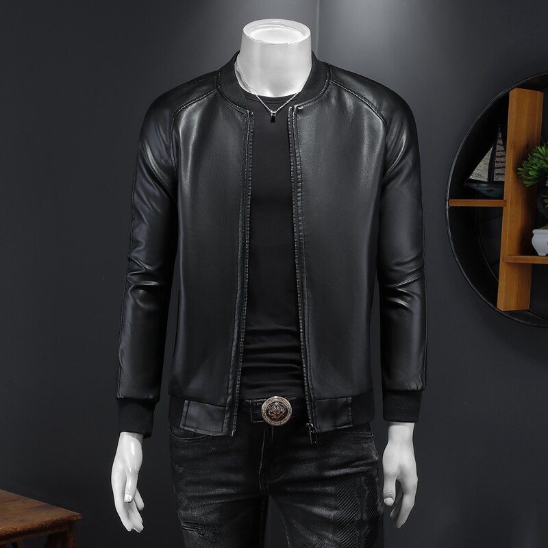 2024秋季热销棒球领水洗皮外套机车皮皮衣货号A701-P135跑量款，男装皮衣，钱塘2010-1