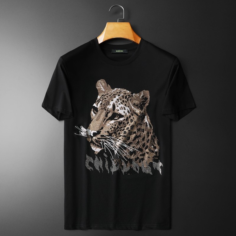 2318夏季新款个性潮丝光烫钻短袖体恤P95158起，男装T恤，钱塘2010-1