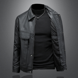 2025新款男皮衣秋冬机车服外套 QT212-货号9022-P150 镂空图图片