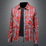 2026春季新款男士翻领格子夹克QT212-货号F7775-P185镂空图，男装夹克，钱塘2010-1