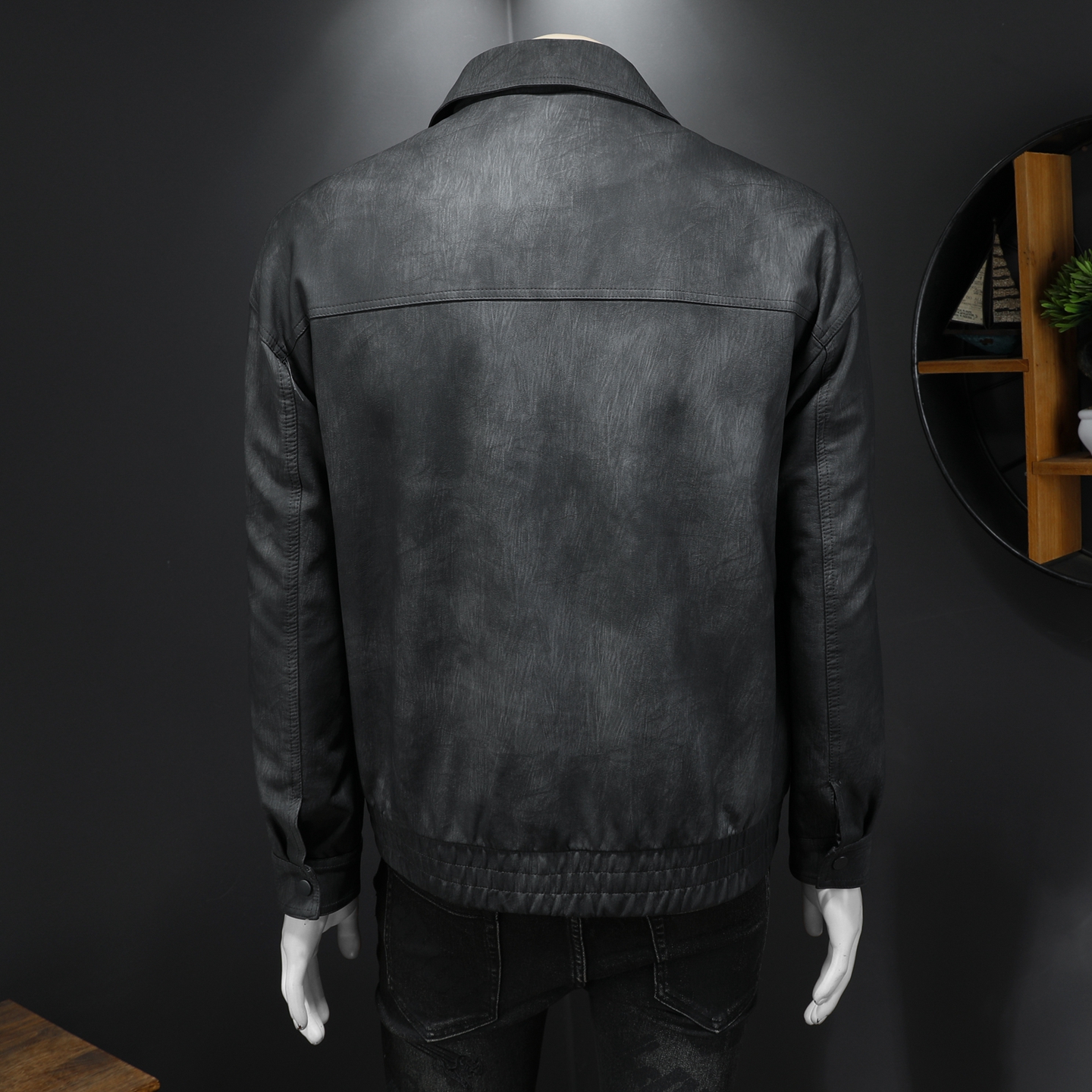 2025新款男皮衣加绒加厚秋冬机车服QT212-货号9013-P160假模图，男装皮衣，钱塘2010A