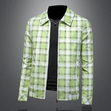 2026春季新款男士翻领格子夹克QT212-货号F7783-P185镂空图，男装夹克，钱塘2010A
