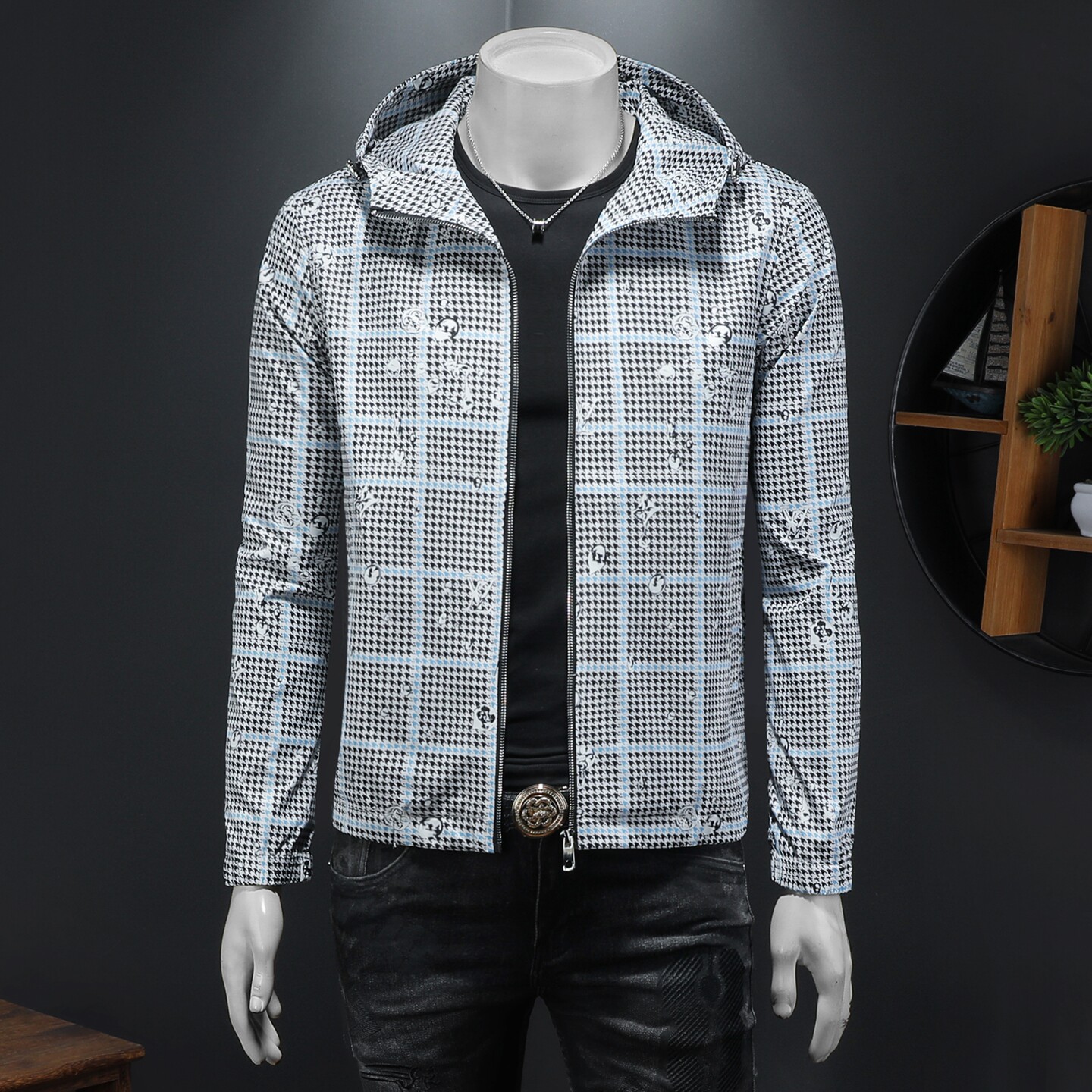 2026春季新款男士连帽休闲夹克QT212-货号F7771-P175假模图，男装夹克，钱塘2010-1