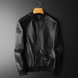 2024秋季热销棒球领水洗皮外套机车皮皮衣货号A701-P135跑量款，男装皮衣，钱塘2010-1