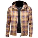 2026春季新款男士连帽格子夹克QT212-货号F7774-P175镂空图，男装夹克，钱塘2010-1