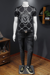 2024夏季新款休闲百搭圆领短袖T恤 货号W6179 P75 假模图图片