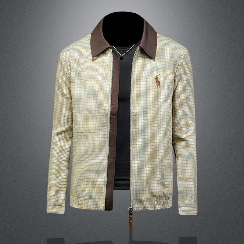 2026春季新款老钱风休闲翻领夹克QT212-货号M6210-P225镂空图，男装夹克，钱塘2010-1