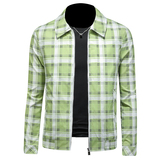 2026春季新款男士翻领格子夹克QT212-货号F7783-P185镂空图，男装夹克，钱塘2010A