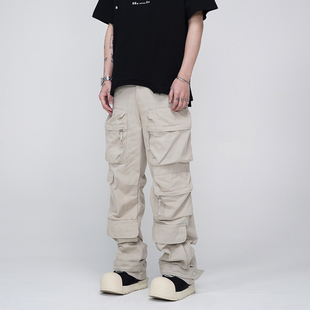 明星同款 男机能牛仔休闲直筒裤 美式 裤 街头多口袋工装 KISSNATE