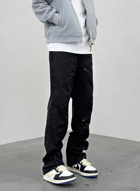 KISSNATE 25/SS Rivet Pants铆钉伐木裤机能拉链宽松运动休闲裤男
